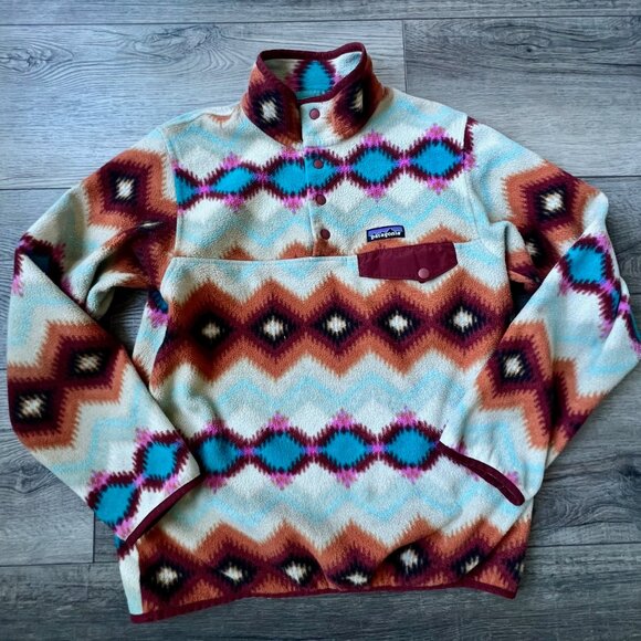 Patagonia Aztec Western Vintage Synchilla Jacket Pullover Cozy Timber Twist - Picture 1 of 5